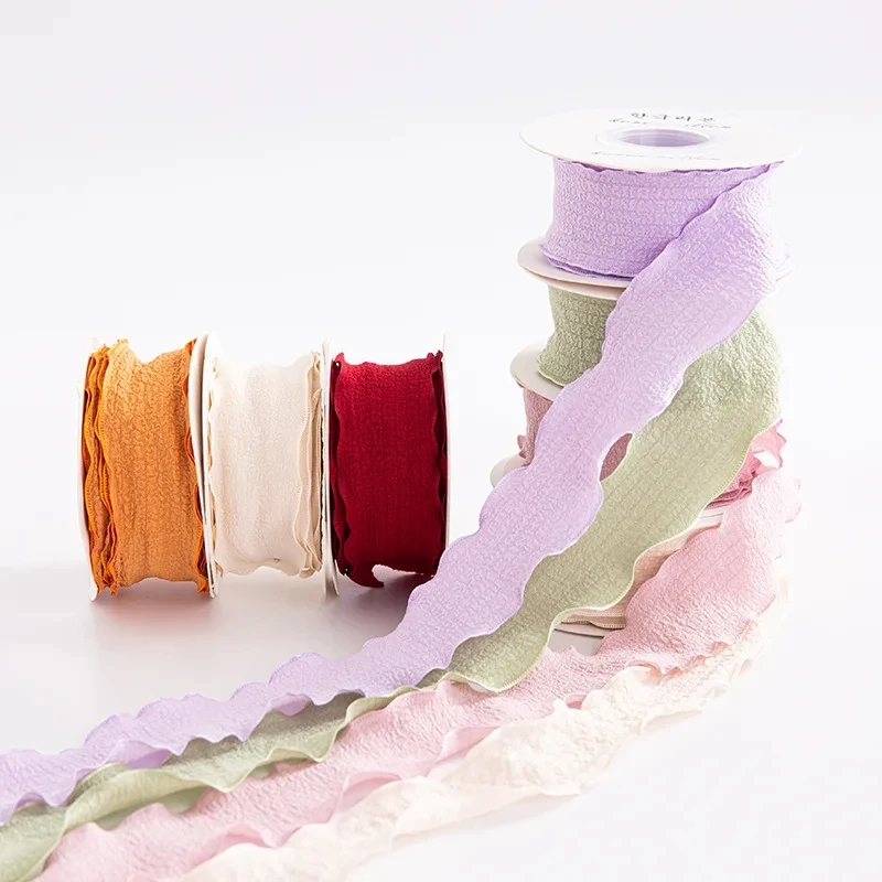 

10Yards/Roll 4cm Lotus Leaf Edge Chiffon Ribbon Handmade Frayed Edged Ribbon Wrapping Bouquets Birthday Party Decorations Gifts