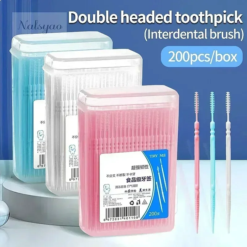 Portable Ultra Fine Double Head Toothpick Disposable Family Box Pack 200 Pcs Creative Fruit Stick
