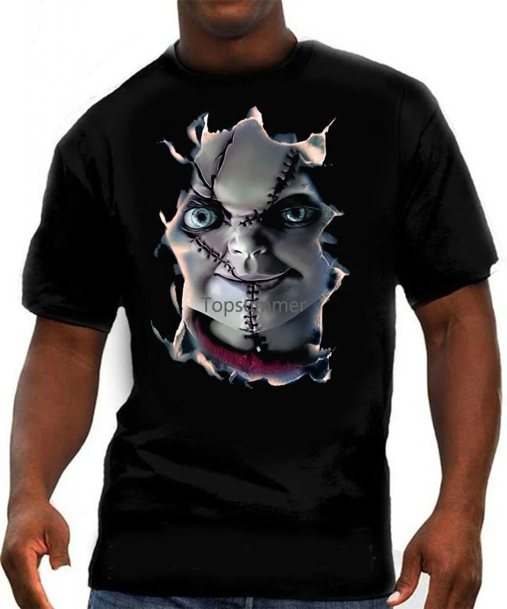 Fashion Man Shirt Chucky Horror Comedy Movie Adult Freddy Krueger Zombie Blood Graphic Tee Cool Tops O Neck T Shirts