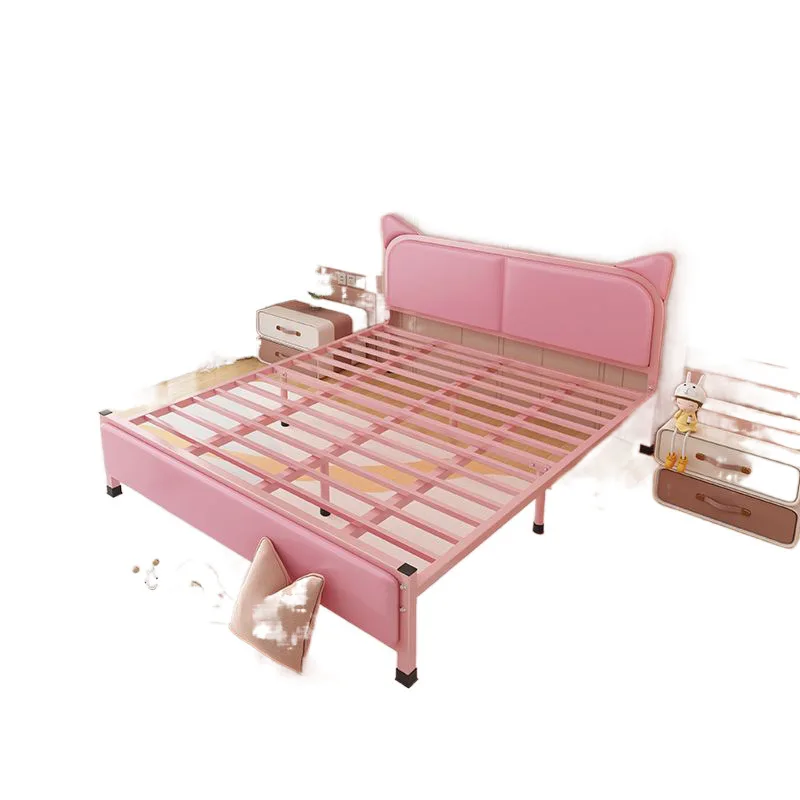 

European wrought iron bed, cat ear shape iron frame bed, thickened and thickened