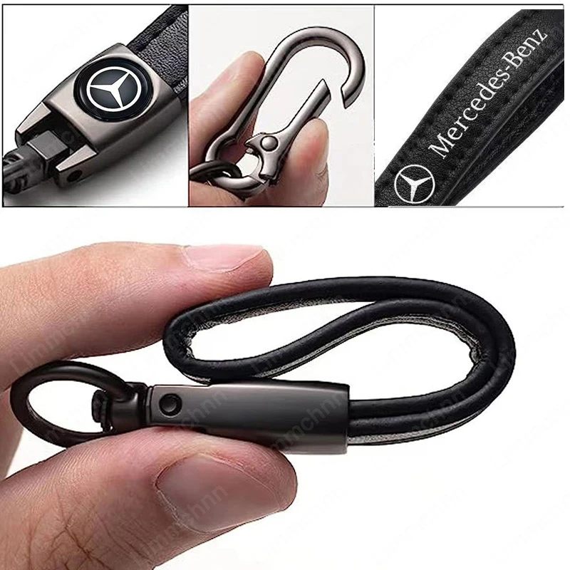 Metalowy skórzany brelok do kluczy Mercedes Benz C200 C300 W168 W220 W210 AMG CLA GLA GLB GLE A B C E Class Car Key Keyholder Key Chains