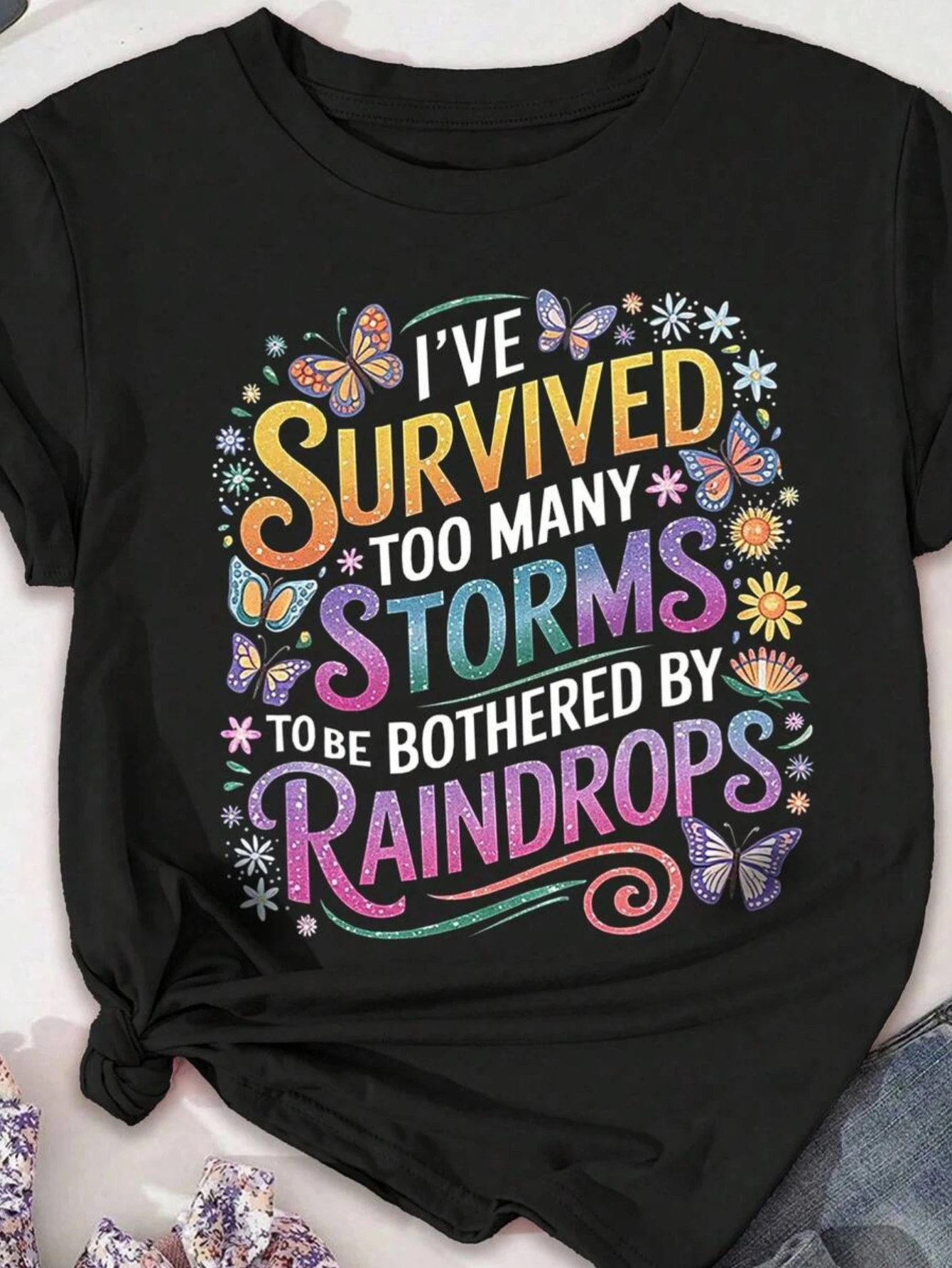 

A sense of self-healing after wind and rain! Plus-size women's T-shirt, full of sweet and cool atmosphere, super charming