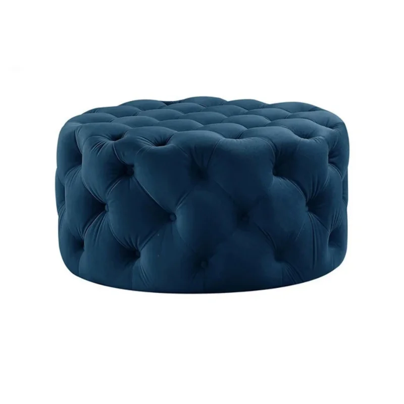 NONE 90 cm nordischer runder Hocker für Ankleidezimmer, Schlafzimmer, Wohnzimmer, Samt, Ottomane, Fußstütze, Bank, bequemer Schuhhocker, modisch 6