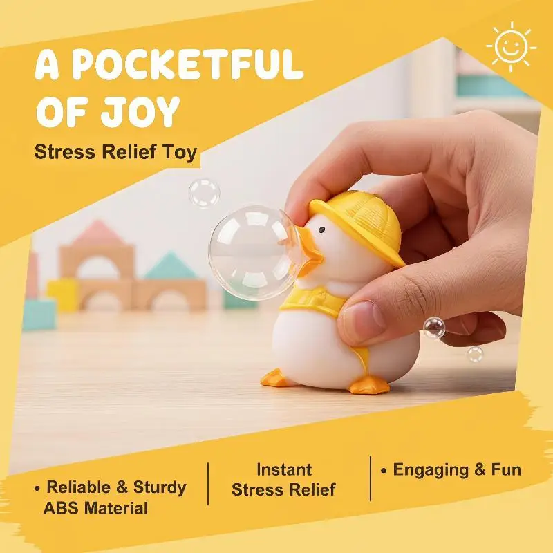 Cute Bubble Blowing Duck Fidget Toy Soft PVC For Stress Relief Kids Adults Home Office Daily Play PVC BPA-free Odorless
