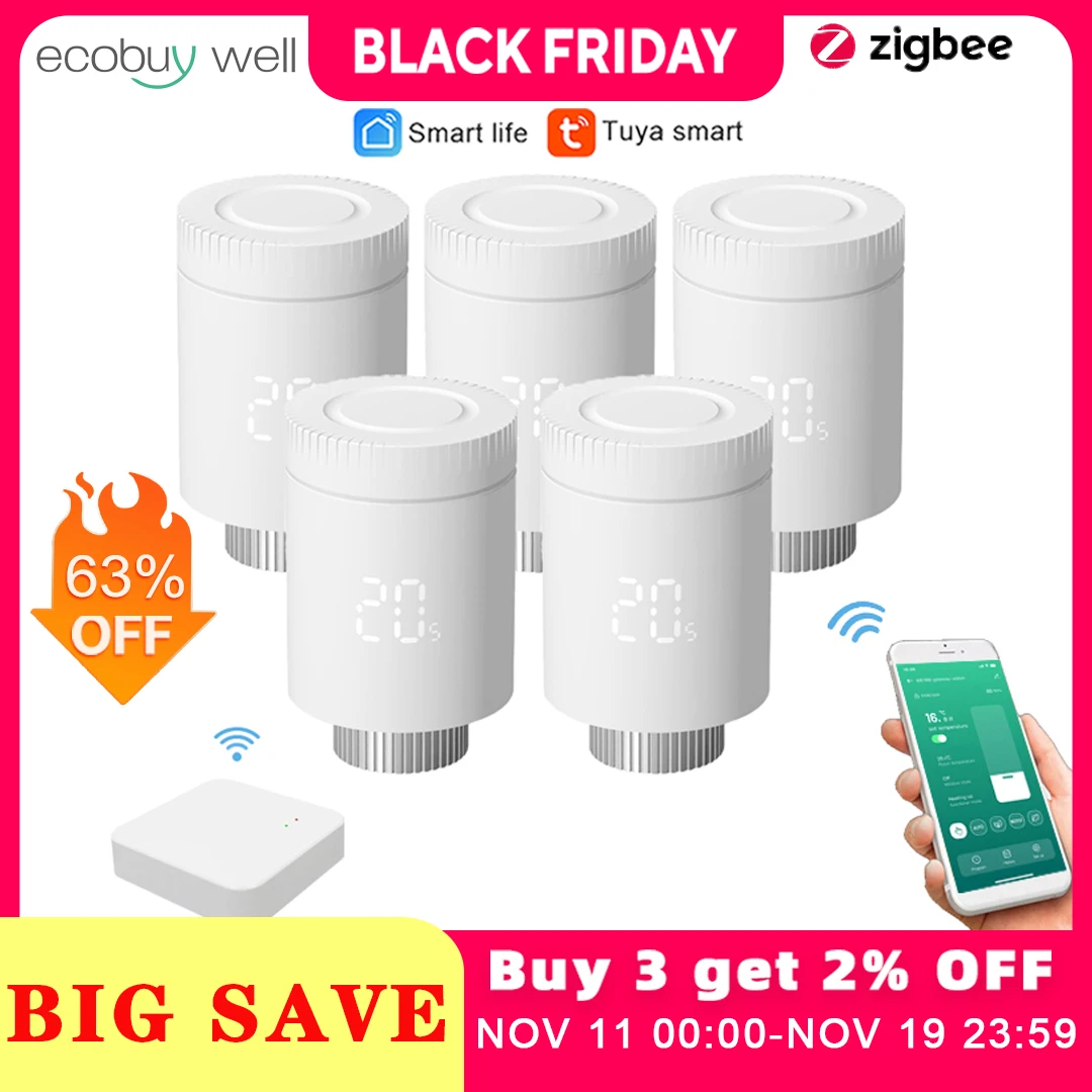 

Tuya Zigbee 3.0 Thermostatic Valve Radiator Smart Radiator Valve TRV Zigbee Thermostatic Radiator Valve Temperature Controller