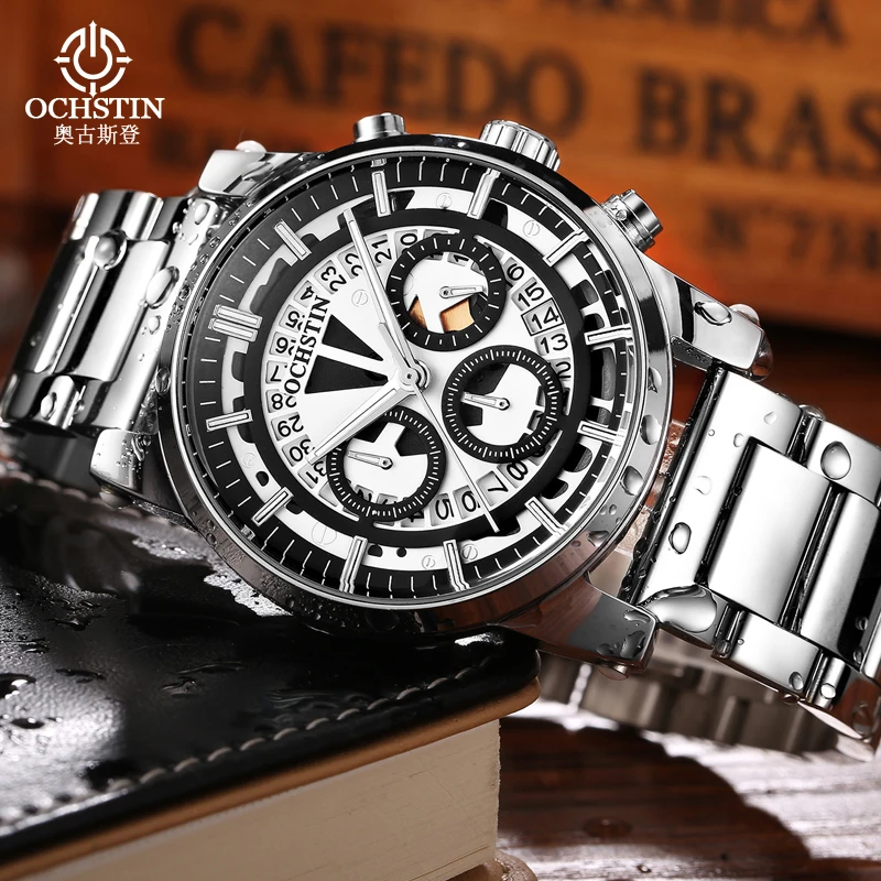 

OCHSTIN новые мужские водонепроницаемые модные роскошные часы мужские кварцевые наручные часы с ремешком из нержавеющей стали минеральные часы из закаленного стекла