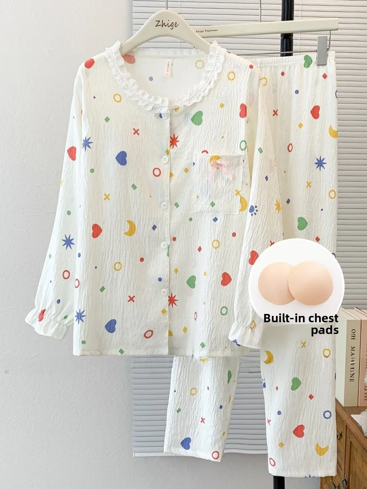 

Комплект домашней одежды из облачного хлопка: цельный комбинезон с длинным рукавом для женщин, осенне-весенний, удобный, мягкий, из полиэстеровой ткани