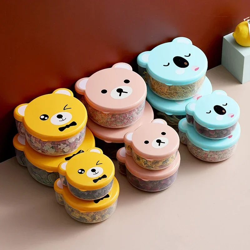 4pcs Children Plastic Cartoon Cute Bento Box Japanese Outdoor Food Storage Container Kids Student Microwave Lunch Box Utensils