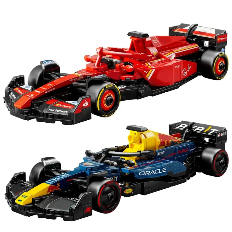 City SF-24 und RB20 Rennformel-Auto Bausteine Sportwagen mit Figur Zusammenbaubares Fahrzeug-Spielzeug Geschenk für Kinder