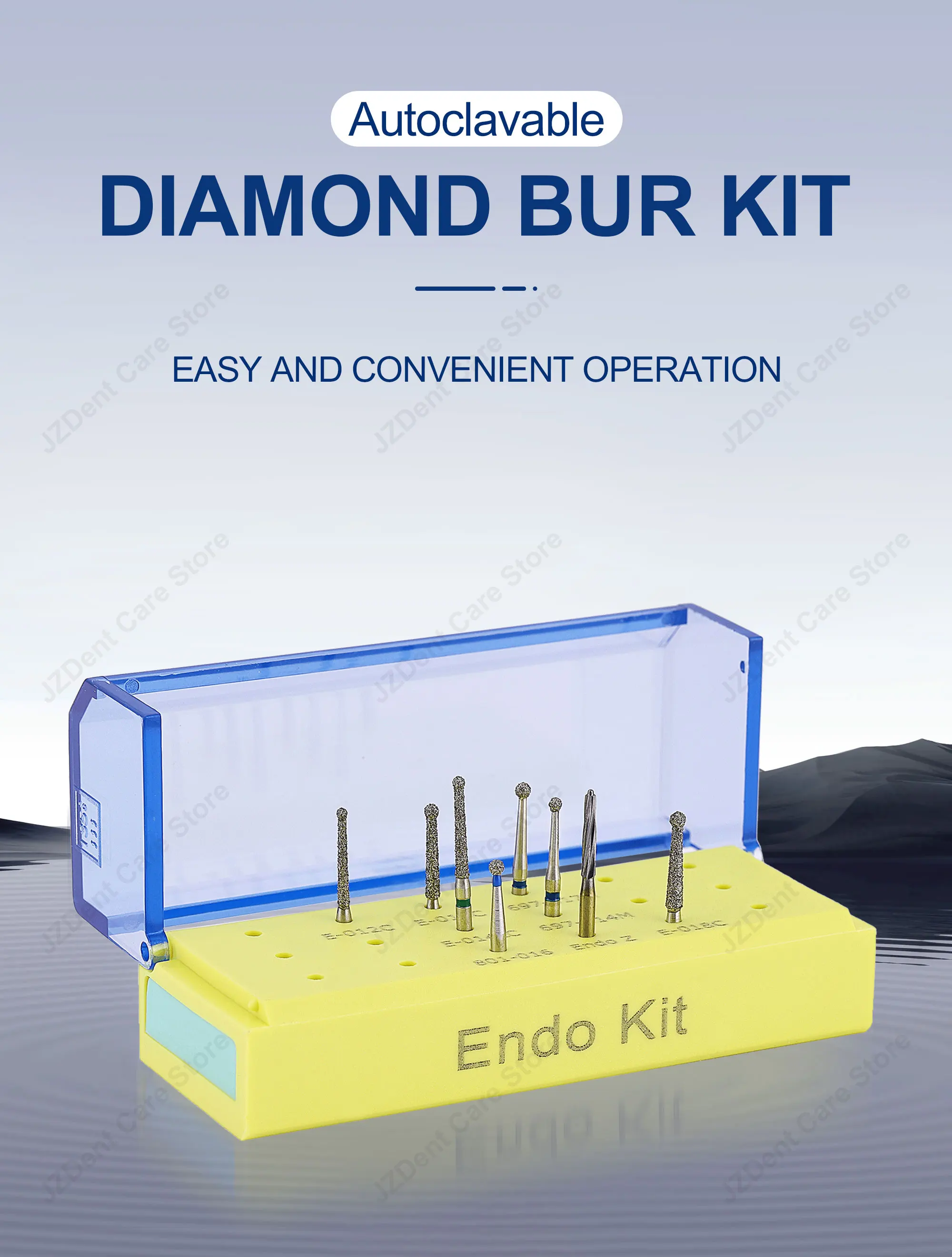 Twoendo Dental Diamond Burs Kit Lab Tool High Speed Air Turbine Handpiece Dental Burs Crown Preparation Endo Kit Polishing Drill