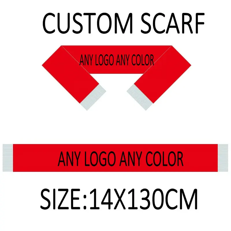 Custom Scarf flag 14x130cm Football Club Sport Fan Scarves Neckerchief Double side printed Satin Scarf