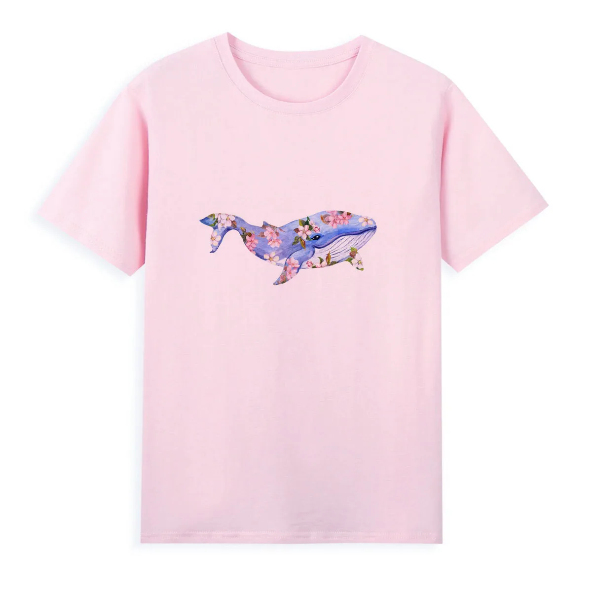 Creative painting blue whale print top Sea Elf Beautiful Women's T-Shirt Fashion versatile summer short sleeve A1-36