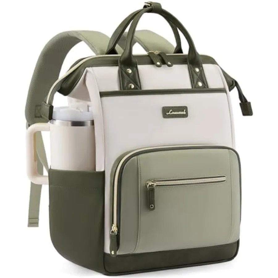 

Laptop Backpack for Women with Giant Tumbler Holder, Professional Nurse Teacher Backpack Computer Laptop Bag, Cute Travel Backp