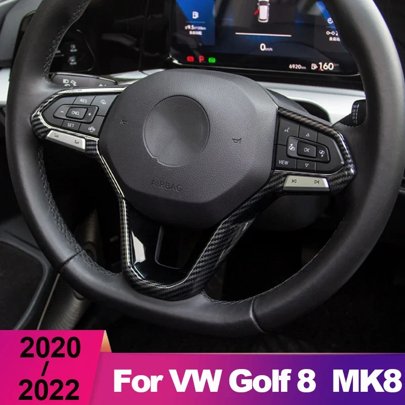 

For Volkawagen VW Golf 8 MK8 2020 2021 2022 2023 ABS Car Steering Wheel Trim Circle Sequins Cover Frame Sticker Accessories
