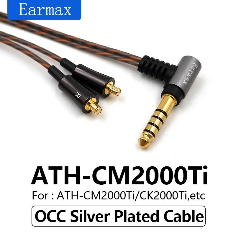 For Audio-technica ATH-CM2000TI CK2000ti Replaceable Earphones 2.5mm 4.4mm Balanced Silver Plated Cable