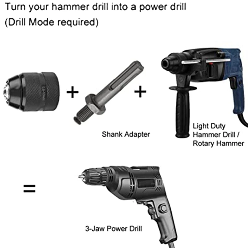 0.8-10Mm Professional Keyless Drill Chuck Adapter 3/8Inch-24 Thread Quick Change Adapter 1/4Inch Hex 1/2Inch