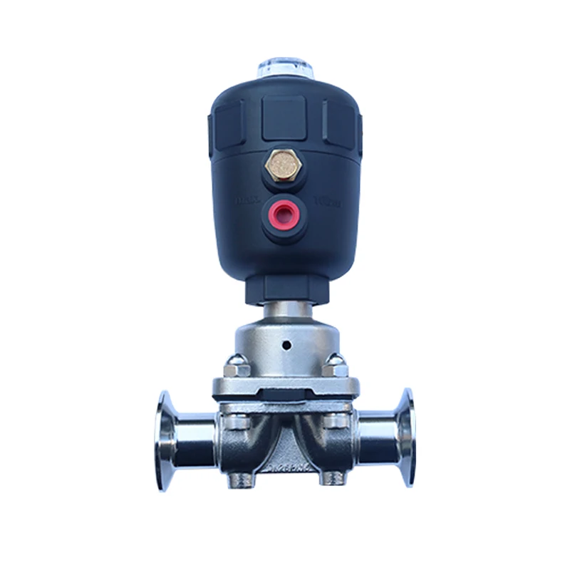 DN15 Ф19 Sanitary Pneumatic Diaphragm Valve chuck 50.5mm Normally Closed Double Diaphragm Plastic Head  Pneumatic Valves