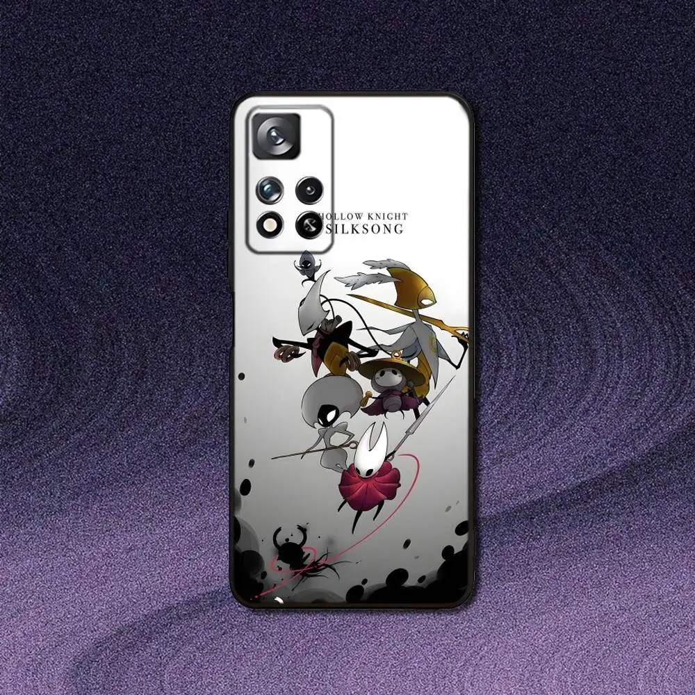 H-ホロウナイト Silksong 電話ケース Samsung S 25、24、23、22、30、21、10、9、Ultra、Plus、Lite、FE、4、5G ブラックソフトケース