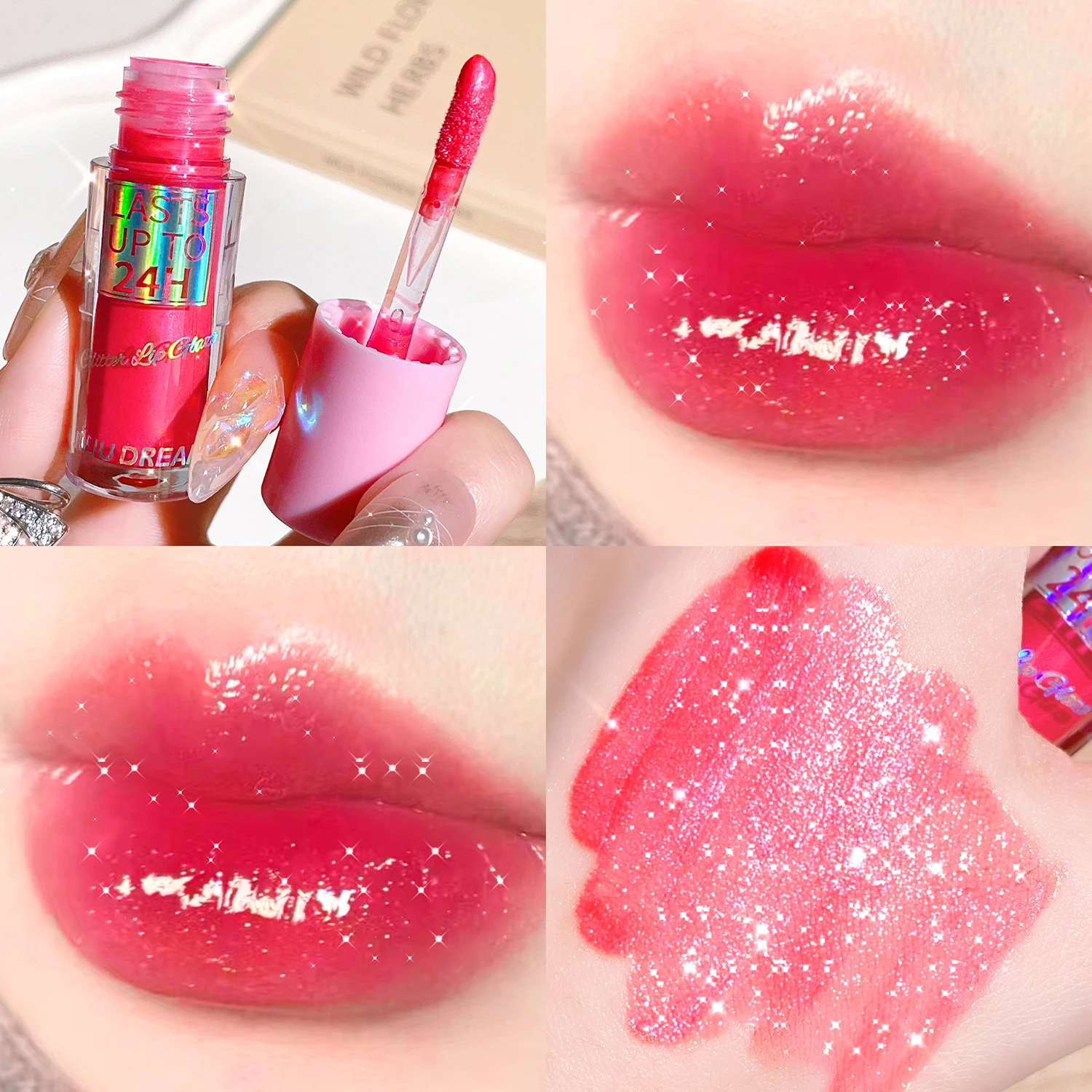 JUJu DREAM Flowing light flash lip gloss thin flash transparent lip oil toot lips water mirror lip gloss