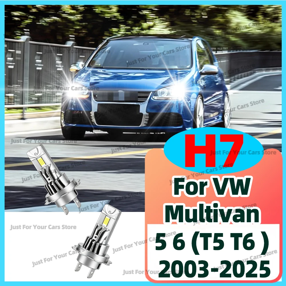 

2x 6000K LED H7 Auto Headlights For VW Multivan 5 6 (T5 T6 ) 2003-2025 2006 2007 2008 2009 2010 2011 2012 Car Lamp Bulbs 30000LM
