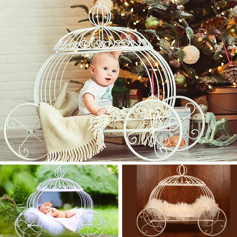 Newborn Photography Props Furniture Iron Pumpkin Children\'s Car Bed Baby Shower Photo Shooting Accessories Pose Chair Accessorie