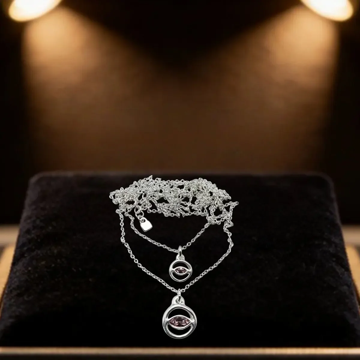 2026 Spain Noble Mysterious Purple Devil's Eye Double layer Necklace Jewelry Accessories Surprise Gift