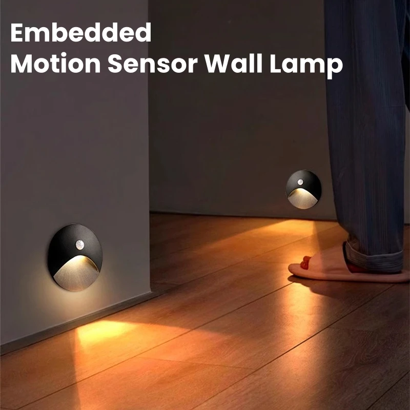 3W Outdoor LED Stair Light Embedded Motion Sensor Waterproof Step Wall Lamp Garden Courtyard Floor Corner Wall Lighting Fixtures