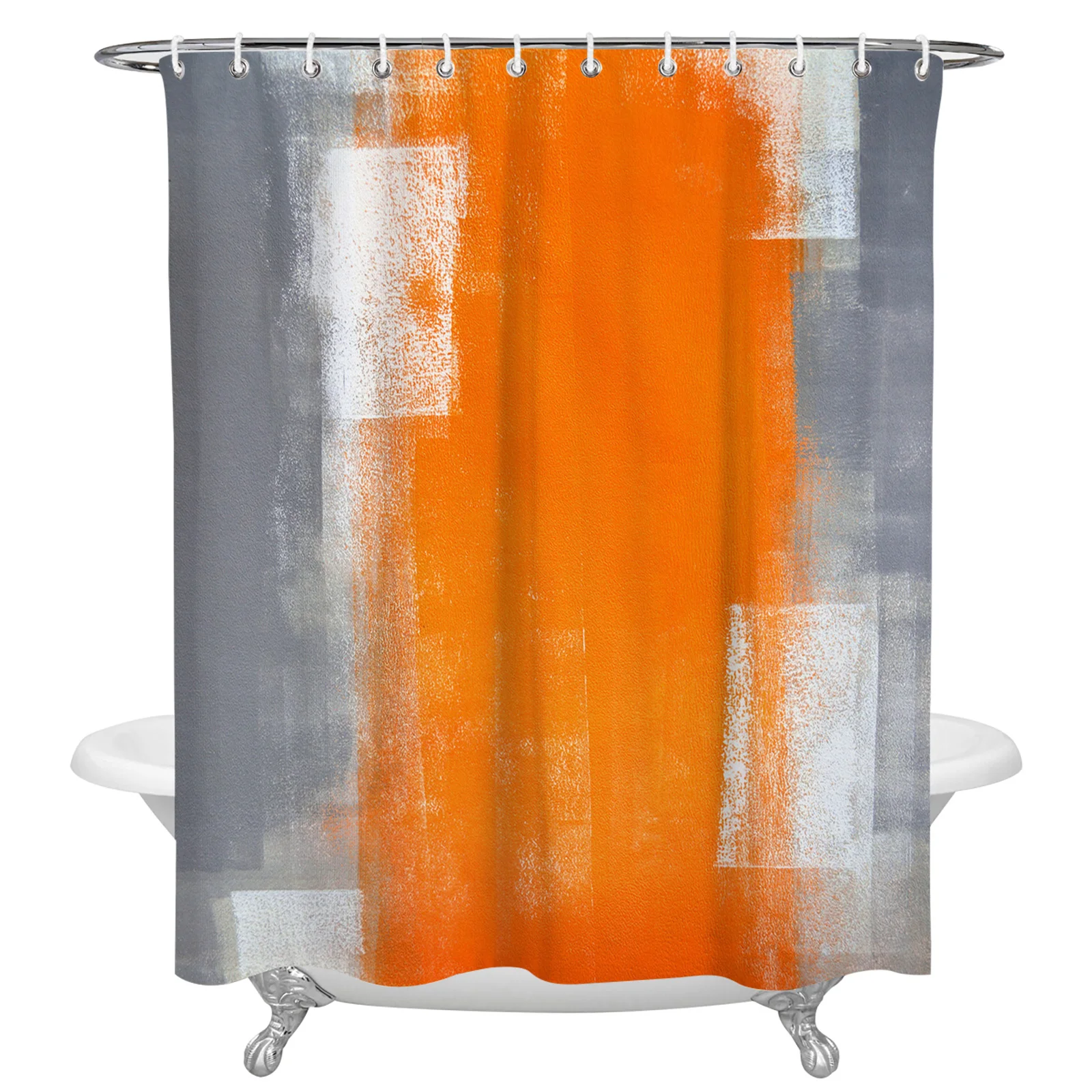 Orange Gray Abstract Texture Shower Curtain Home Bath Decorative Waterproof Polyester Fabric Bathroom Curtain