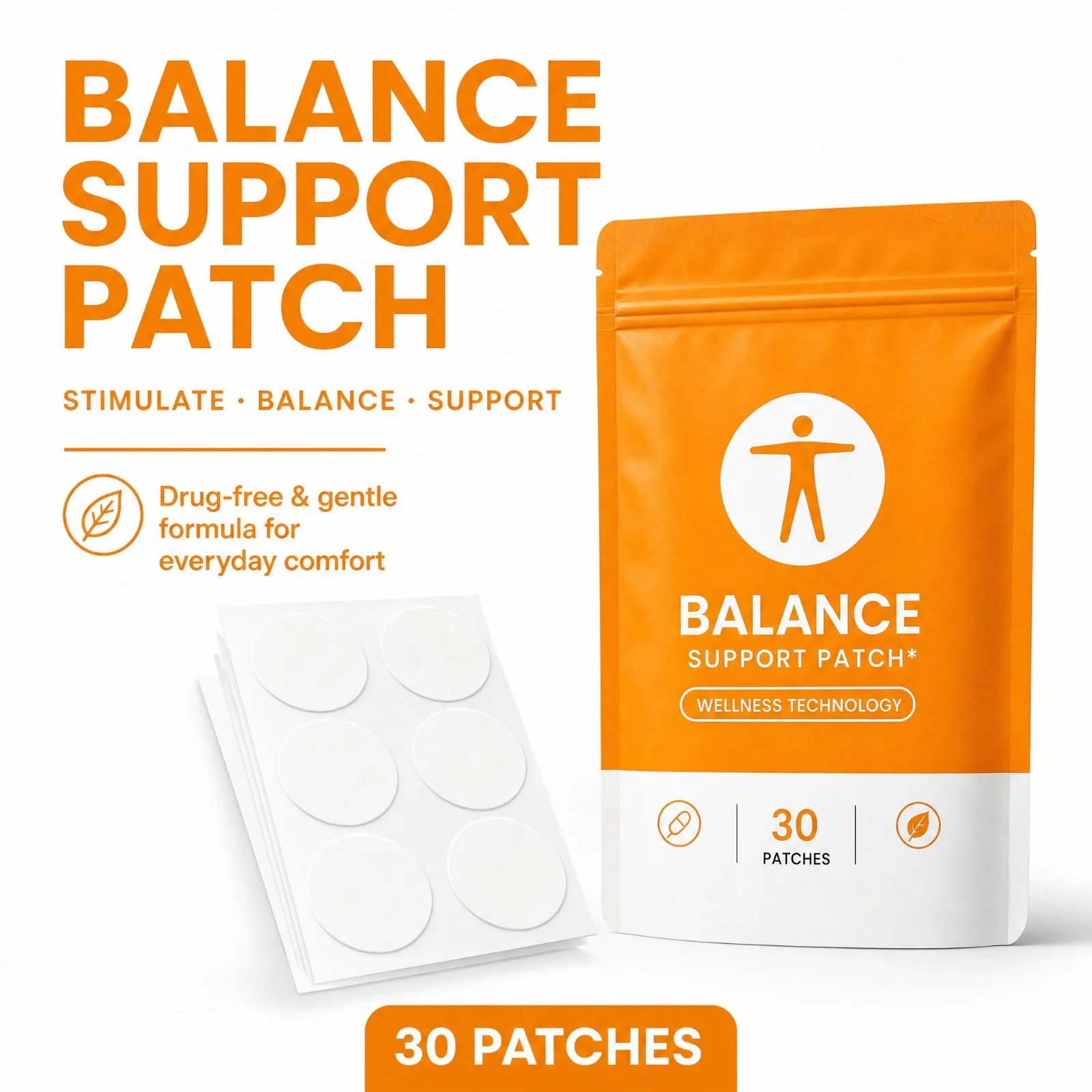 30Pcs Balance Body Care Patches Wellness Support Gentle Formula Vitamin E Ginger For Daily Body Comfort Home Work Travel