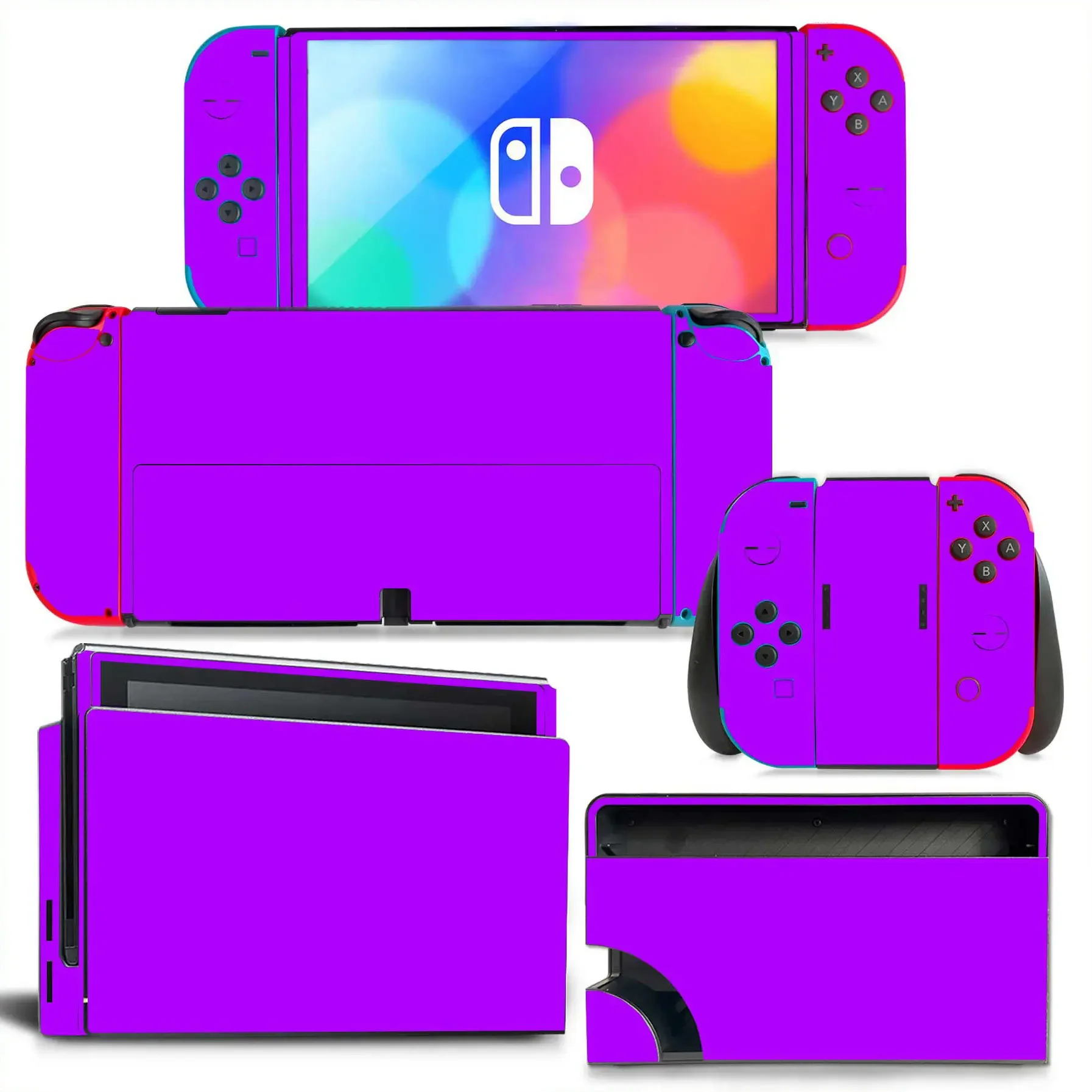 For Nintendo Switch OLED Solid Color Skin Sticker Decal for Console and Joy-Con