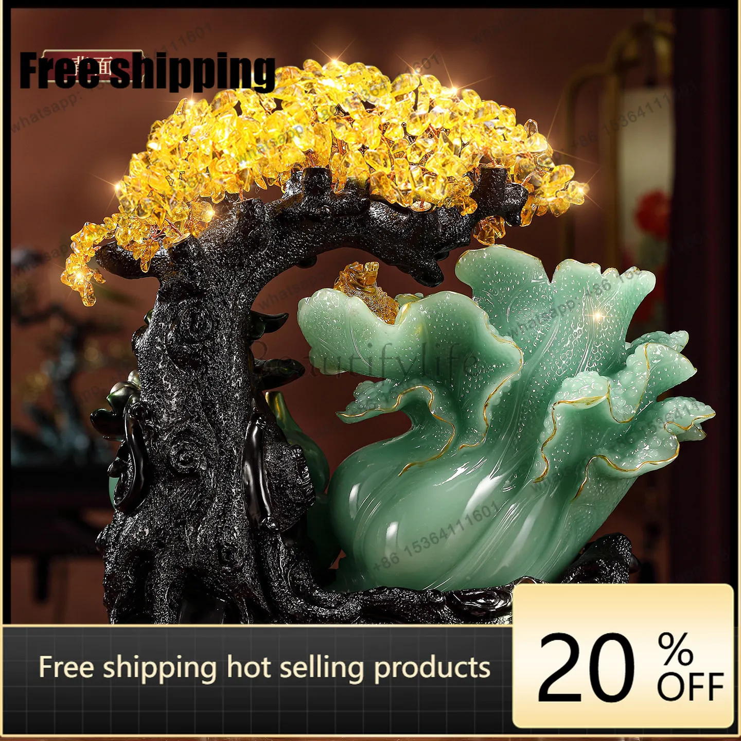 hot Lucky cabbage gourd fortune tree ornament office wine cabinet ornament