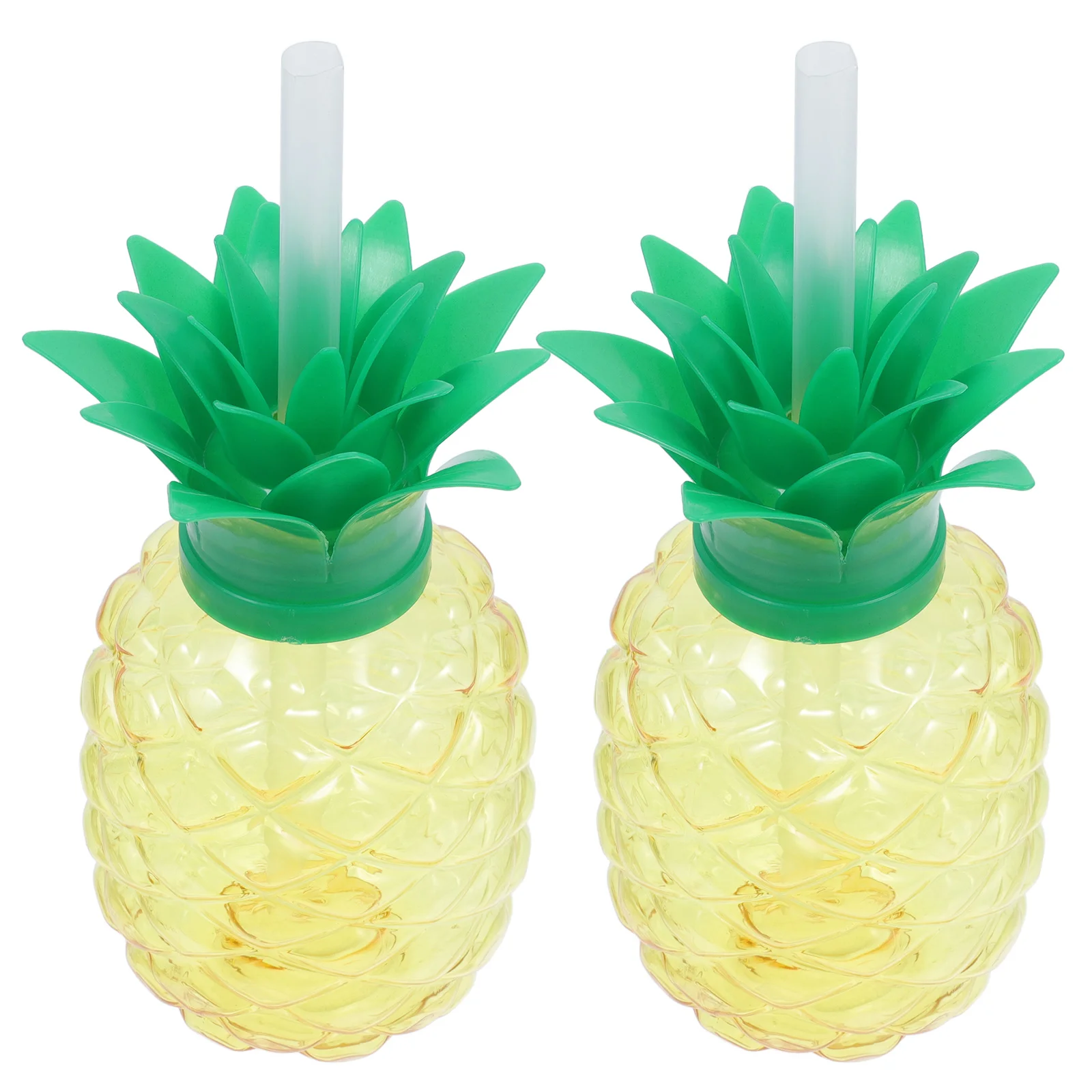 2 Pcs Fruit Cup Pineapple Water Mug Themed Party Hawaiian Decor Plastic Sippy Drinking Cups Summer Juice Reusable