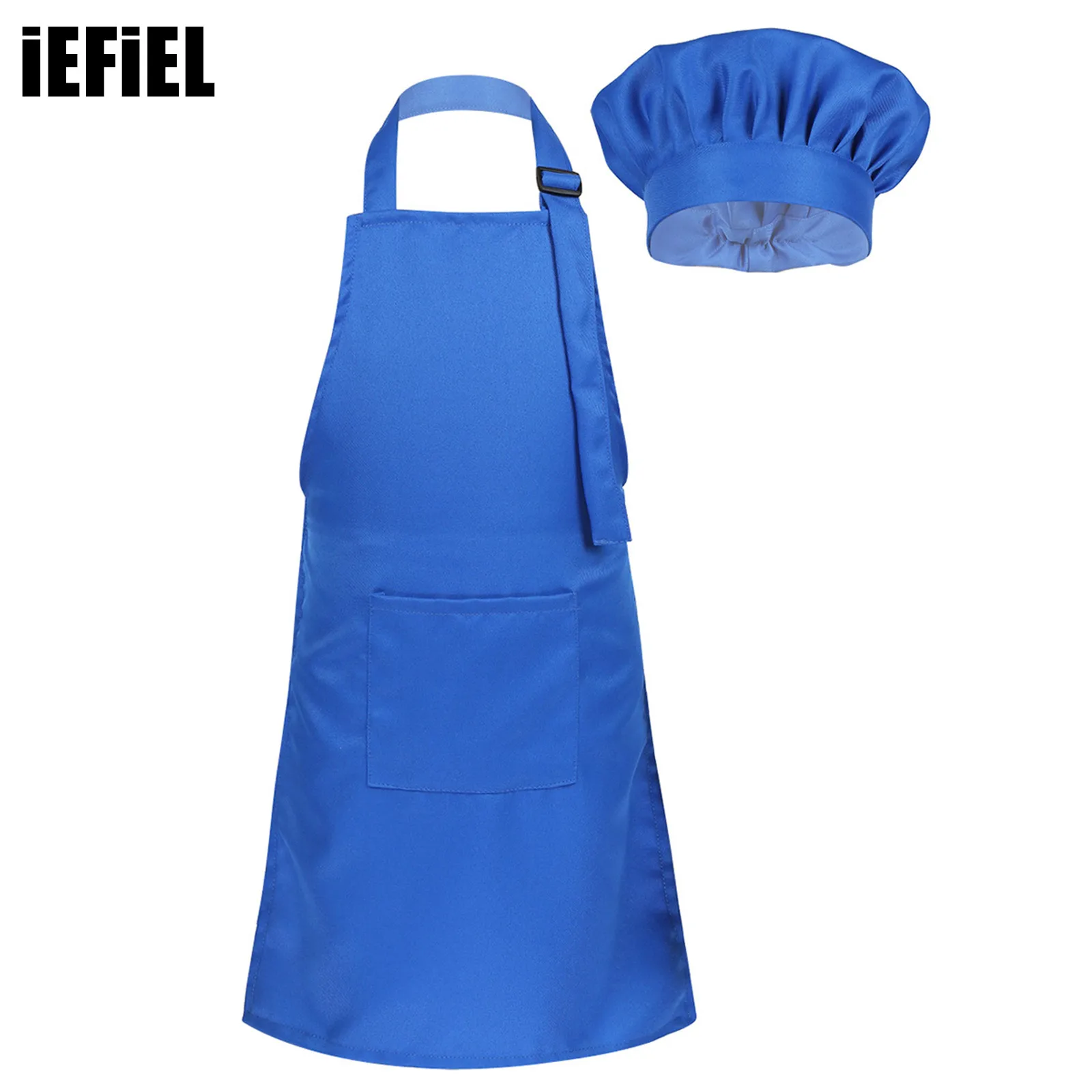 

2Pcs Unisex Kids Boys Girls Adjustable Apron And Chef Hat Set for Kitchen Cooking Baking Painting Training Wear