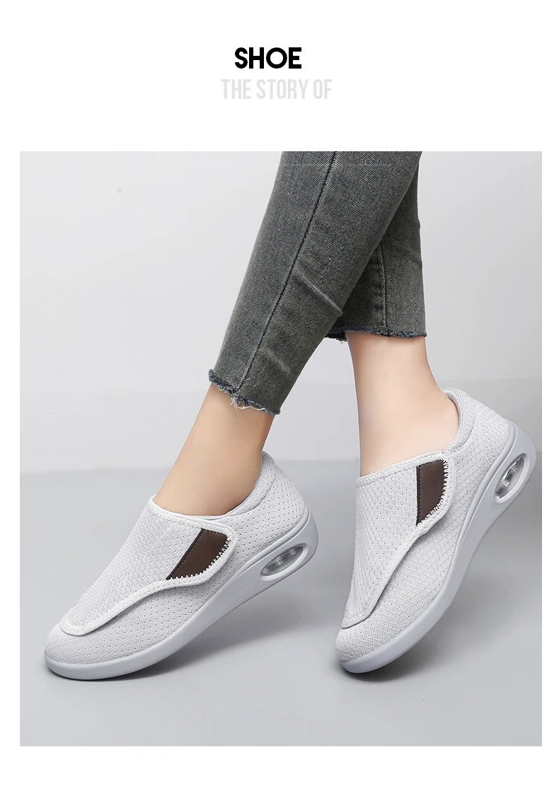 Damen-Sneaker, orthopädisch, für breite Füße, geschwollene Füße, lässige Damenschuhe, Einstellung der großen Zehen, weich, bequem, Diabetiker-Schuhe für Herren – Detail 22