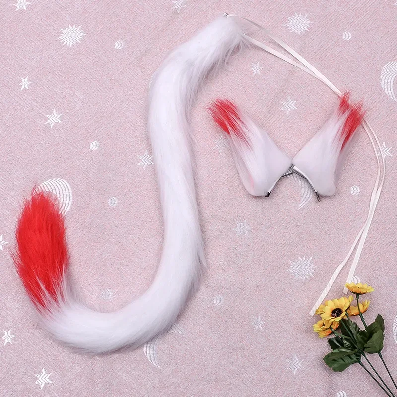 Cat Fox Ears Tail Furry Animal Headband  Props Birthday Party Fancy Dress  Accessories Anime Costume Cosplay Halloween