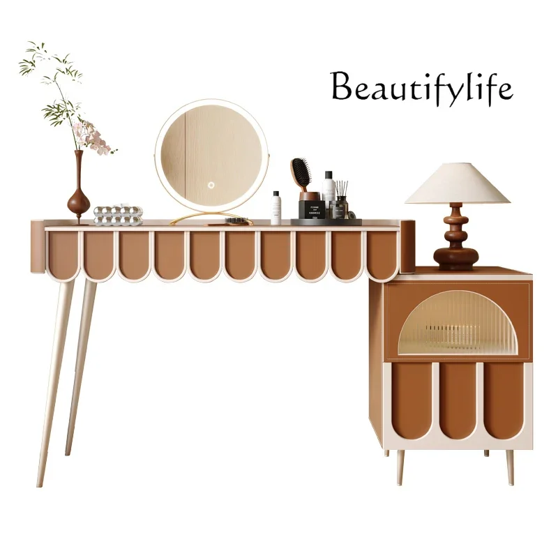 X Dresser Modern Simple Master Bedroom French Retro Small Apartment Makeup Table Storage Cabinet Integrated