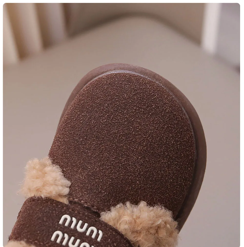 Winter Cotton Shoes For Children Korean Style Trend Fashion Plush Boots For Kids Thick Warm Faux Fur Warm Boots For Girls