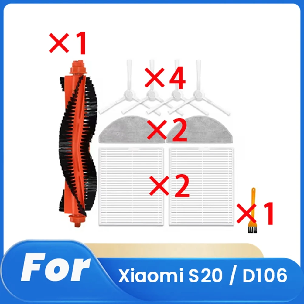 |Great Sell| 10 Pcs for S20 / D106 Sweeping Robot Accessories Cleaner Parts Replacement Main Side Brush Mop Filter Set