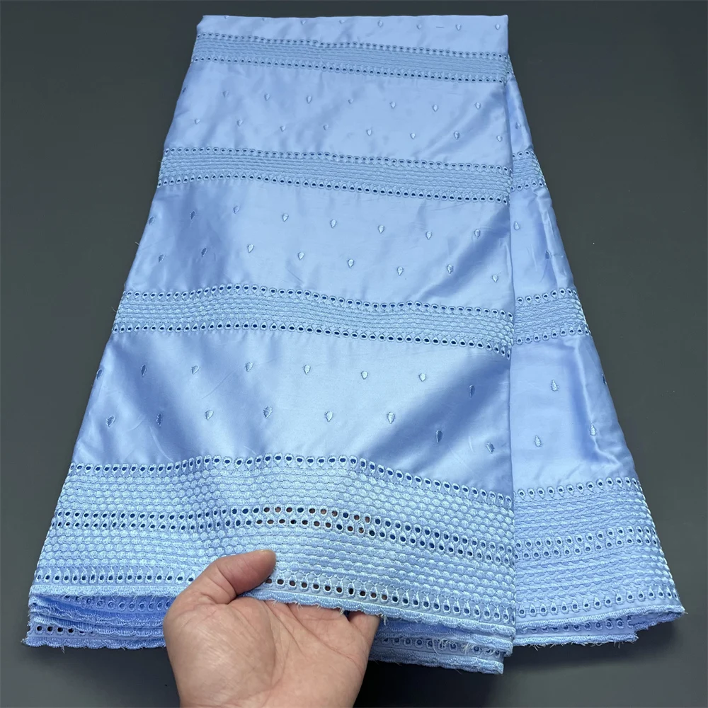 

African Lace Fabric 2025 High Quality,Cotton Fabrics By The Meter,Embroidery,Linen,Party Dresses,Tulle,Fashion,Cloth,5 Yards