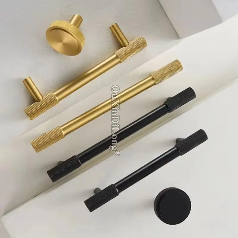 Luxury 10PCS Solid Brass Knurled Furniture Pulls Handles Drawer Knobs Cupboard Wardrobe Kitchen Dresser TV Wine Cabinet Pulls