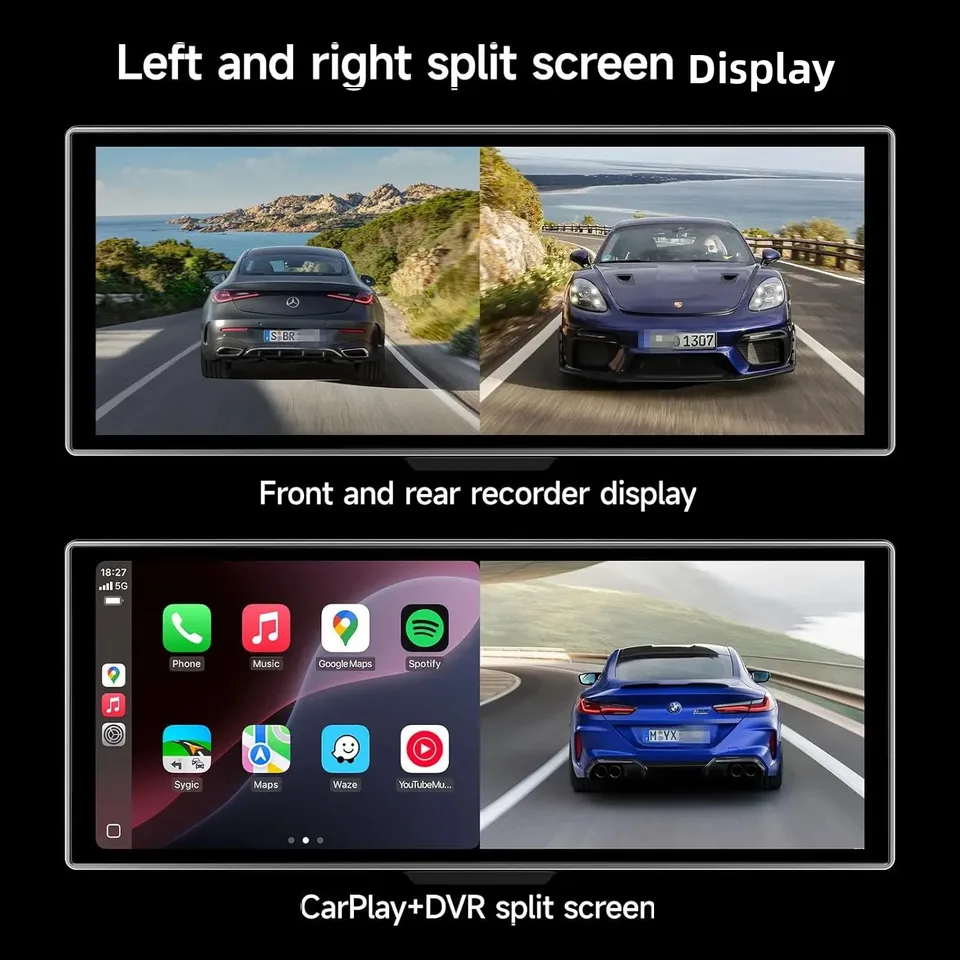 Develuck 11.26 inch Dash Cam 4K Car DVR Wireless Carplay & Android
