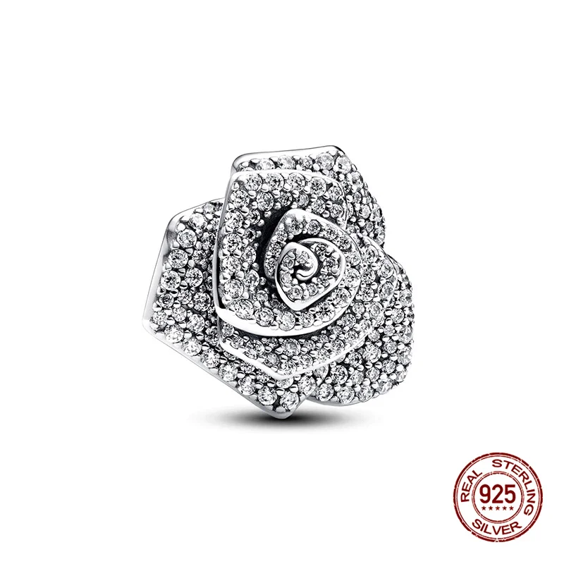 Charm-Anhänger aus 925er Silber, exquisite Rosen und Schneeflocken, passend für 3 mm Armbänder, Halsketten für Frauen, luxuriöser DIY-Schmuck, Geschenke