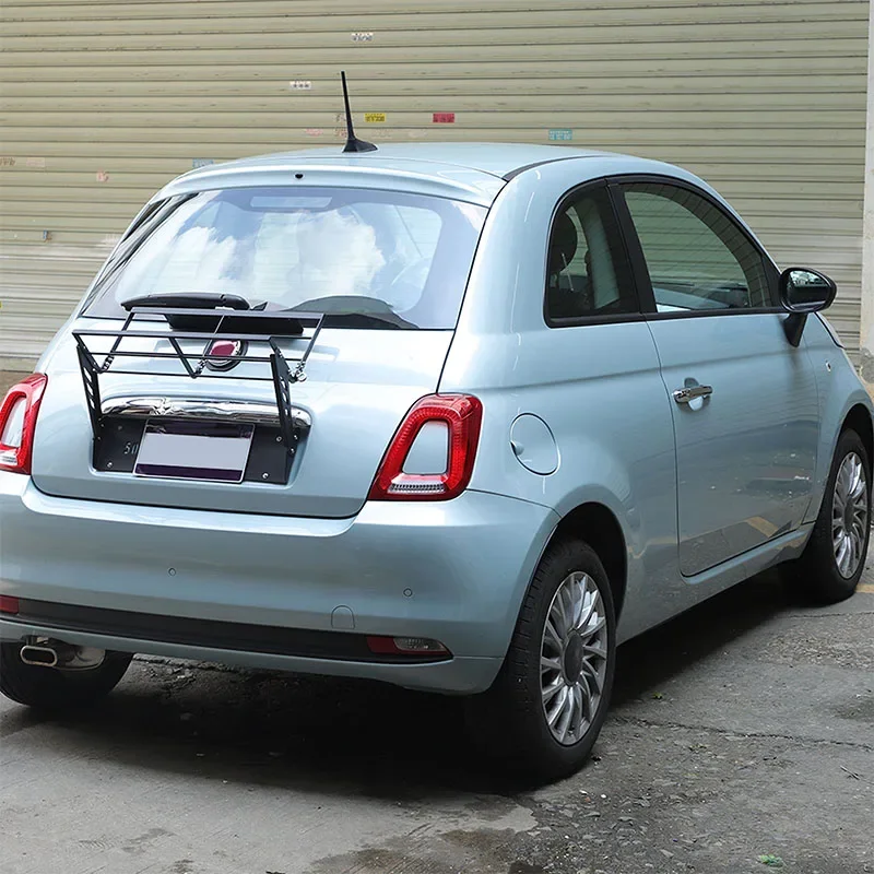 เหล็กคาร์บอนสีดําสําหรับ Fiat 500 2010-2025 + รถ tailgate Multi-Function กระเป๋าเดินทางแขวนรถภายนอกการปรับเปลี่ยนอุปกรณ์เสริม