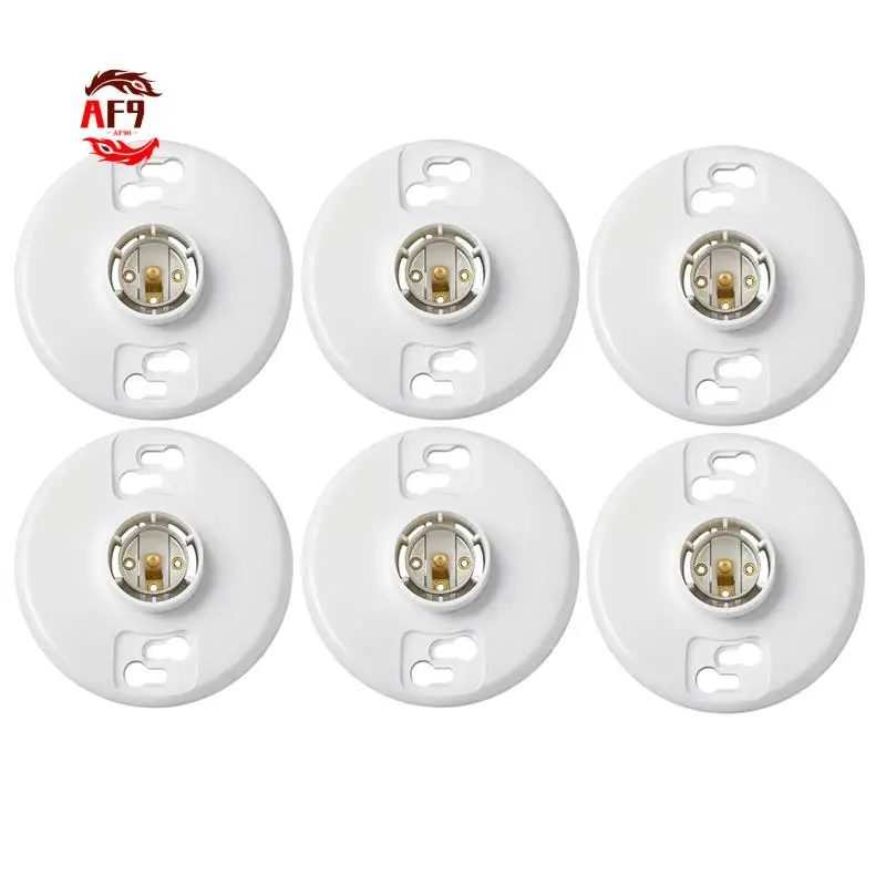 

AF90-6Pcs Medium Base E26 Lampholder Keyless Top Lamp Holder Ceiling Light Sockets White Phenolic Bulb Socket CFL Lampholder