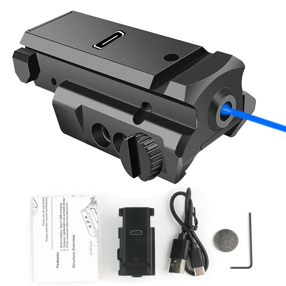 

Blue Dot Laser Sight Compact Shockproof USB Rechargeable Type-C Cable F Pistol USA