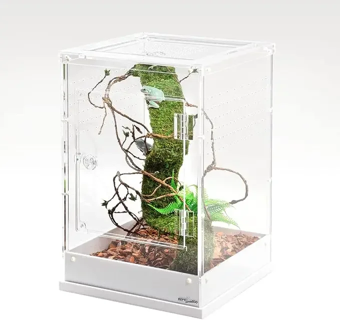 Two-Way Acrylic Reptile & Insect Enclosure Detachable Reptile Breeding Box Habitat Terrariums Cage