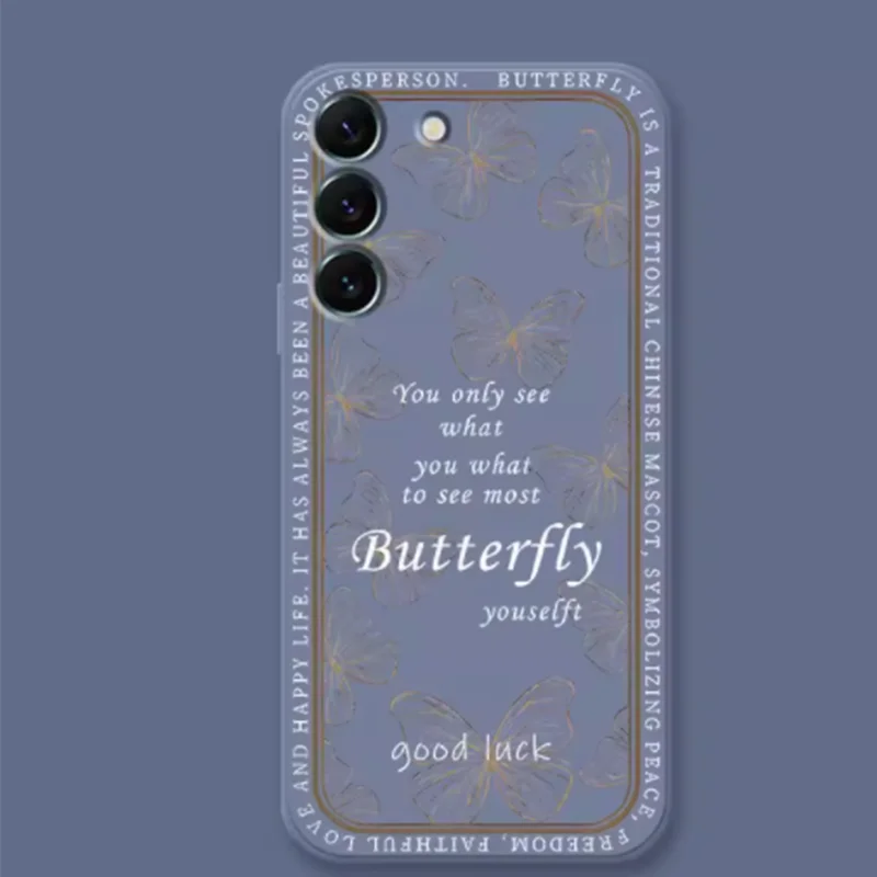 YL-Luxury Shockproof Butterfly Phone Case For Samsung Galaxy S23 22 21 20 10e Note20 10 FE Ultra Plus Silicone Back Cover Coque