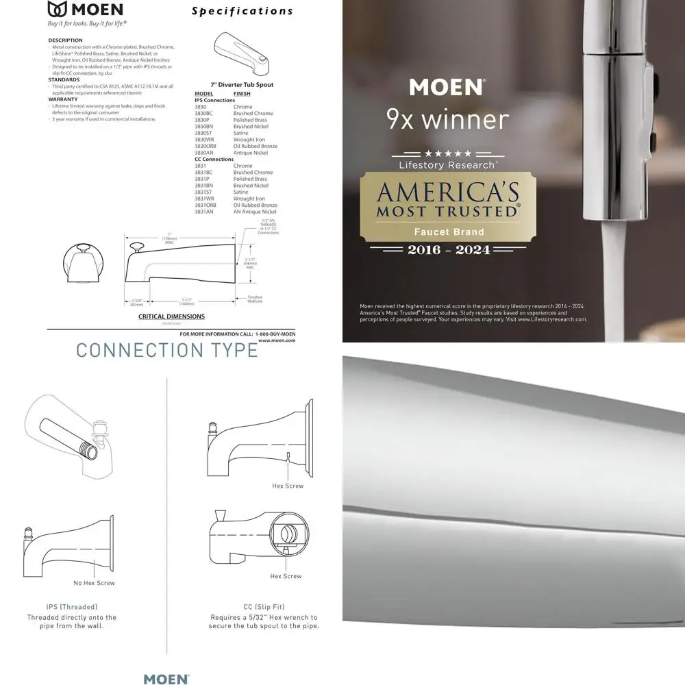 

Chrome Finish Tub Diverter Shower Head