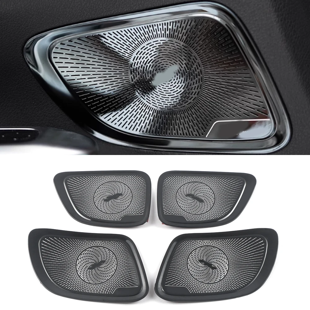 For Mercedes Benz C-Class (W206) 2022 2023 2024 Car 4-Door Audio Speaker Cover Loudspeaker Pad Frame Sticker Interior Accessory