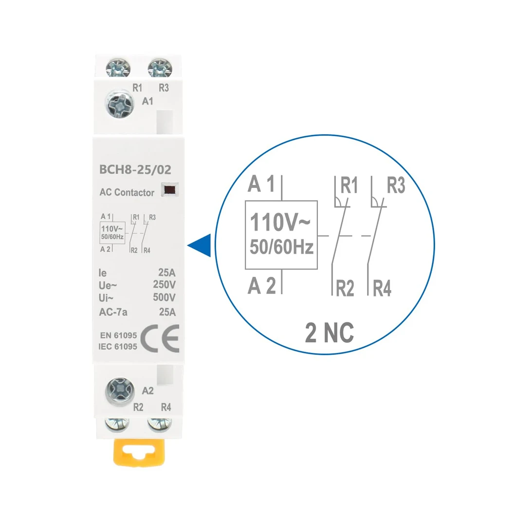ABILKEEN BCH8-25/11 25A 1NO1NC Household AC contactor AC24V/110V/230V 2 Pole Universal Circuit Control Automotive AC Contactor